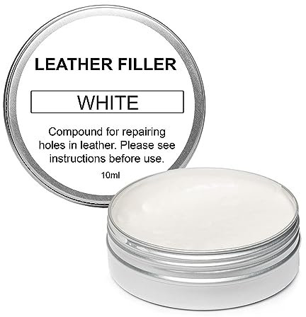 Scratch Doctor Leather Filler Repair Compound Fill Holes Cracks Scratches Scuffs on Leather Furniture Car Seats Shoes and Bags (White, 10ml)