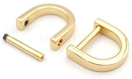 CRAFTMEMORE D-Ringe mit Verschlussschraube Schäkel Schlüsselhalter Hufeisen U Form Dee Ring DIY Leder Handwerk Geldbörse Ersatz Fit 5/8 Zoll Gurt 4 Stück (Gold)