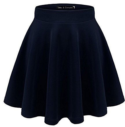 Emma & Giovanni - Gonna Corta Svasata a Pieghe- Donna (Blu Navy, EU44-46)
