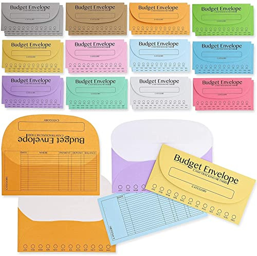 Juvale Cash Envelopes for Budgeting System - 6.75 x 3.25 In, A6 Binder Size, Multicolor, 96 Count - Money Envelopes for Cash with Tracking Ledger