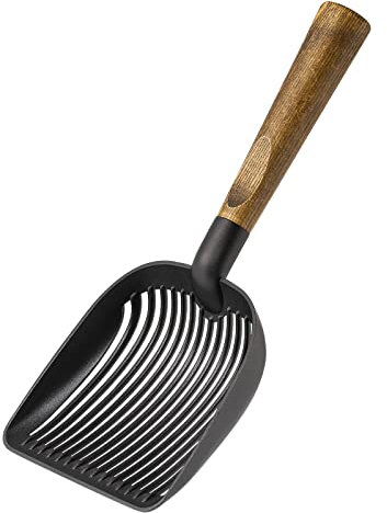 Yangbaga Katzenstreuschaufel Metall Streuschaufel Schaufel Edelstahl für Haustier mit bequemen Gummigriff Länge Verstellbar durch 360° drehen (30cm, Bronze)