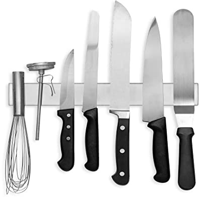 Barra magnetica per coltelli, in acciaio inox, 35,5 cm, utilizzabile come porta coltelli, barra per coltelli, porta utensili da cucina e porta attrezzi