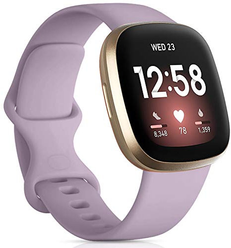 Oielai Compatible for Fitbit Versa 4/3/Sense 2/3 Strap, Silicone Sport Soft Replacement Band for Women Men, Small Lavender