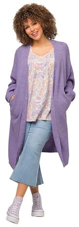 Ulla Popken Damen Long, Eggshape, Oversized, Fledermausarm Strickjacke, Lavendel, 50-52