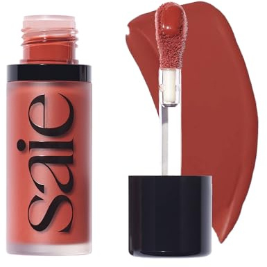 Saie Dew Liquid Blush for Cheeks - Hydrating Cream Blush Stick with a Blendable + Buildable Formula - Skincare Infused Dewy Cheek Tint for a Natural Flush - Glowy Makeup Essential - Spicy (.40 oz)