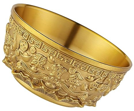 Yardwe Cuenca del Chino Recipiente Quemador De Incienso Cuenco del Templo Buen Cuenco De La Suerte Tazón De Adoración Bote De Manchas Familiar Oficina Latón Tazón De Dulces