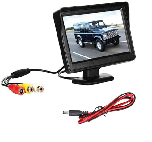 HEIBTENY Monitor TFT LCD da 4,3 con cavo per telecamera di retromarcia, di parcheggio, PAL/NTSC/Auto Monitor per auto, SUV, furgoni, pickup e camion
