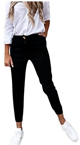 Damen Cropped Hose Klassische Chino Hose Freizeithose Große Größen Elegant Stoffhose für Frauen Damen Casual Loose Bequem Kuschelhose Damen Flauschig