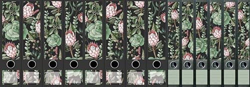 14er Set breite & schmale Ordnerrücken Sukkulenten Pflanze Pattern File Art Ordner Etiketten 05 05 10