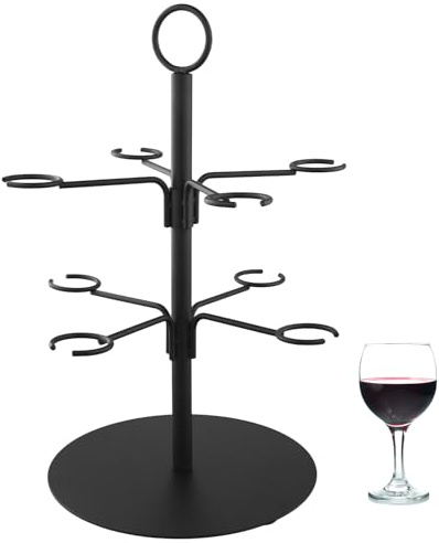 QWORK® Party Drinks Tower Serving Tree per Gin, Cocktail, Martini, Champagne, Vino - Portabicchieri da vino per 8 bicchieri