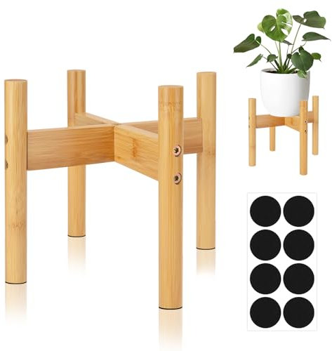 RETON Supporto per piante regolabile, supporto per piante da interno moderno di metà secolo, in legno, per interni ed esterni, giardino, cortile, casa, ufficio (20 cm)