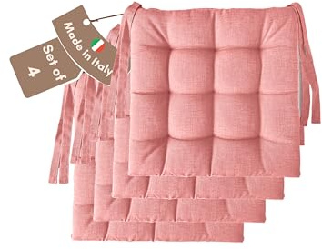 Il Tuo Artigiano Design Set 4 o 6 Cuscini per Sedie da Cucina Made in Italy - Cuscini Sedie Cucina set da 6 40x40 cm spessore 6 cm - Imbottiture in Spugna e morbido acrilico (4, Rosa cipria)