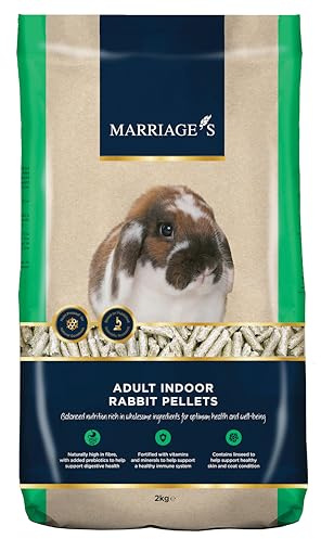 Marriage’s - Indoor Rabbit Food, Pellets for a Healthy Weight and Immune System, Adult and Baby Rabbit Food with Sunflower Seed, 100% Nutri Pressed, Suitable for 20 Weeks and Older (2kg)