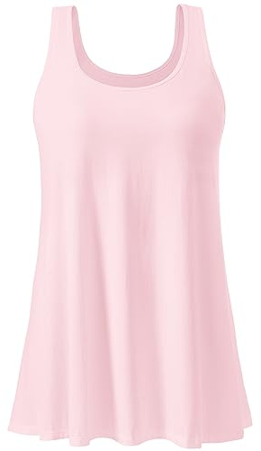 vislivin Débardeur pour Femme avec Soutien-Gorge Intégré Caraco Fluide Top D'été Décontracté Debardeurs sans Manches Tee Tank S-4XL Pink XXXL
