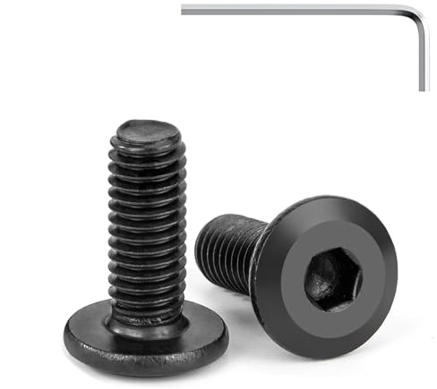 Tunejoy 20 Pezzi Viti a Testa Piatta M6 x 16 mm Nero Vite a Testa Esagonale Bulloni in Acciaio Inox A2 V2A Bulloni per Mobili con Chiavi a Esagono Filettatura Completa