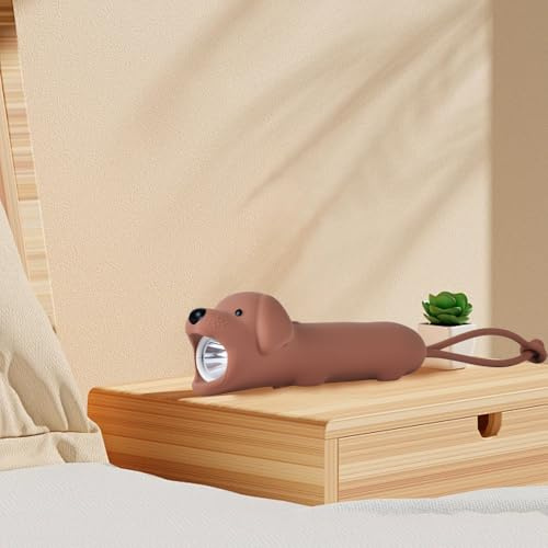 YZYOE Cucciolo ricaricabile LED torcia elettrica, simpatico cane animale a forma di torcia in silicone, Premere a lungo per regolare la luce creativa di illuminazione esterna portatile di luminosità.