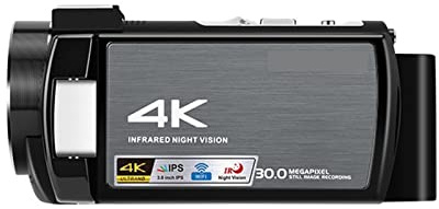 Cámara de Video 4K Videocámara de visión Nocturna por Infrarrojos Full HD Digital Vlog Cámaras Profesionales Regalo para Principiantes(Standard Package)