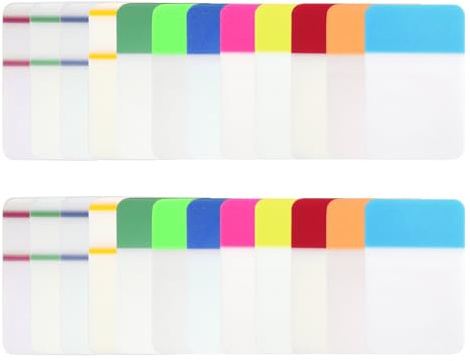 Lot de 480 onglets adhésifs pour cahiers 4.1×2.6 cm 12 couleurs, repositionnables pour livres classeurs papiers documents dossiers Tablettes d'index transparentes