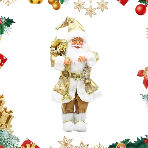 Krmoau Jultomtefigur, 45 cm stående figur, ornament, juldekorationer och dekoration för, för, bord, skrivbord, fönster, öppen spis, familj, vänner och kollegor