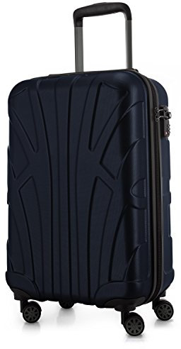 suitline - Handgepäck Hartschalen-Koffer Koffer Trolley Rollkoffer Reisekoffer, TSA, 55 cm, ca. 34 Liter, 100% ABS Matt, Dunkelblau