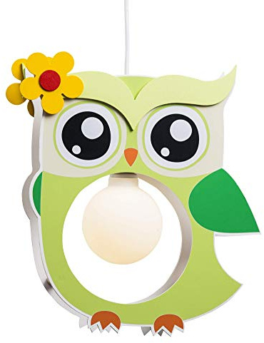 elobra lámpara infantil para techo con búho, habitación de los Niños, madera, color verde, a + +