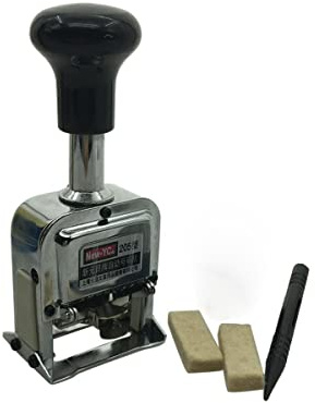 Saim Automatic Numbering Machine, 5 Wheels Self Inking Number Stamp for Numbering Consecutive, Duplicate with Digit Pen