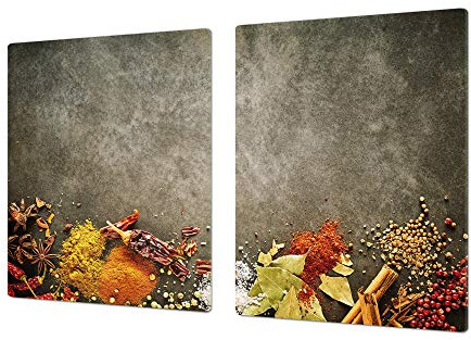 ENORME Tagliere e proteggi-piano di lavoro – GIGANTE TAGLIERE IN VETRO TEMPERATO –– Pezzo Unico (80x52cm) o Due Pezzi (40x52cm ognuno) Una serie di spezie DD03B