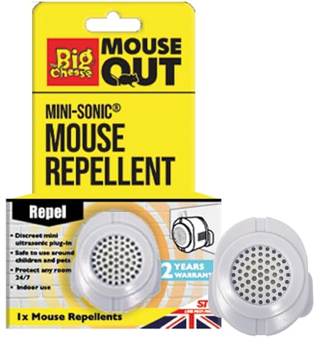 The Big Cheese Mini-Sonic Mouse Repellent Discreet, Small, Plug-In, Humane, Ultrasonic Rodent Pest Deterrent for the Home, Safe for Use Around Cats and Dogs
