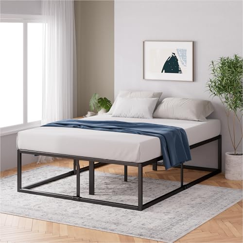 Zinus Struttura letto con piattaforma in metallo 46 cm Joseph Rete | Supporto a doghe in legno | Conservazione sotto il letto | 160 x 200 cm | Nero