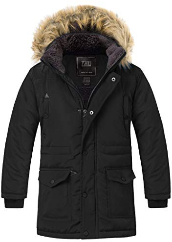 ZSHOW Garçons Hiver Coton Manteau Rembourré Imperméable Veste Fourrure Synthétique Capuche Manteaux Chauds Veste Matelassée Parka Coupe-Vent