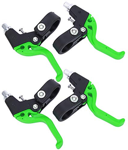Leviers de frein de vélo, pièces de vélo, poignée de frein réglable à trois doigts, levier de frein pour enfant, poignée étendue en nylon, pièce de rechange essentielle pour vélo d'enfant (noir vert)