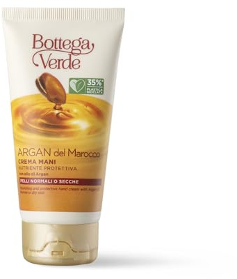 Bottega Verde - Crema Mani Argan del Marocco, 75 ml, Nutriente Protettiva, con Olio di Argan Puro, Trattamento Idratante per Pelli Normali o Secche, Protegge e Ammorbidisce