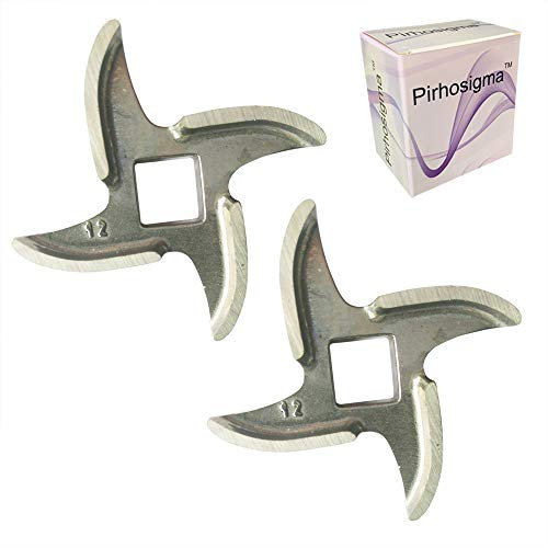 Pirhosigma 2 PCS Size #12 Chef Meat Grinder Stainless Steel Cutter Knife Blade for Electric or Manual Metal