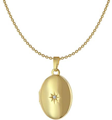 Acalee Medaillon und Halskette Gold 333/8 Karat zauberhafter Halsschmuck für Frauen, wunderschöne Geschenkidee für Damen, 30-3005-42 42 cm