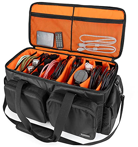 Trunab DJ Cable File Bag with Detachable Padded Bottom and Dividers, Travel Gig Bag for Professional DJ Gear, Musical Instrument and Accessories