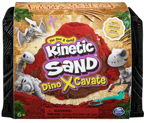 Spin Master Kinetic Sand Dino XCavate Kit de recherche de squelette de dinosaures Sable et accessoires
