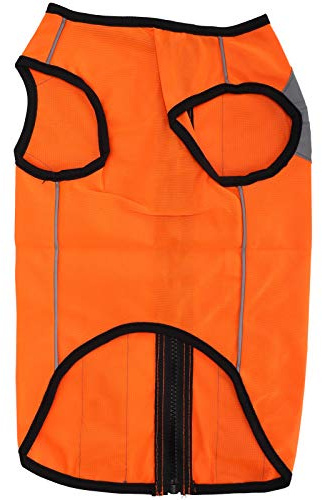 Chaleco reflectante de seguridad para perros, chaqueta fluorescente de alta visibilidad brillante para paseos nocturnos, chaleco con cremallera para perros pequeños(L-fluorescente naranja)
