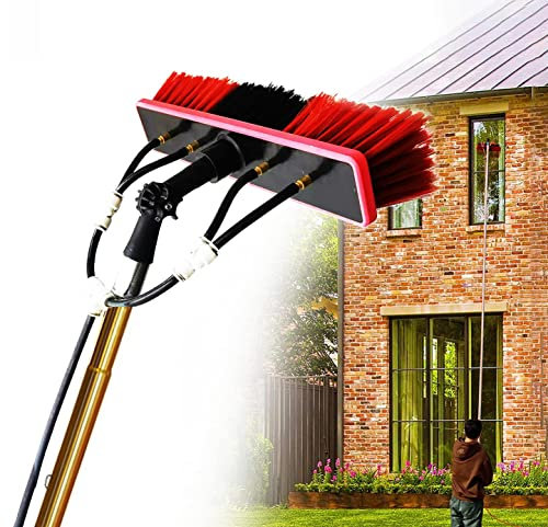 Ywanwj Spazzola per Pannelli fotovoltaici 3m~15 Metri con 55cm Testa della Spazzola Kit spazzolone Telescopic Hydrocleaner, Fino a 7 MTS, alimentata ad Acqua, Pulizia dei vetri con Un Tubo da 20m
