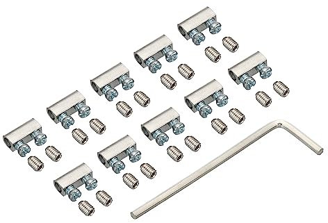 PATIKIL 3mm Agujero Alambre Cuerda Clips Juego, 10uds Acero Agujeros individuales Bloqueo Cable Abrazaderas Clip con M3x0,5 Tornillos Llave para Cable Bricolaje Accesorios, Plata