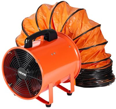 VEVOR Bauventilator 300-W-AC-Motor Baugebläse 2830 U/min Baulüfter Gebläse 1720 CFM (2922 m3/h) Axiallüfter 10 m Schlauch Axialgebläse 79 dB Geräuschpegel Industrielüfter IP44
