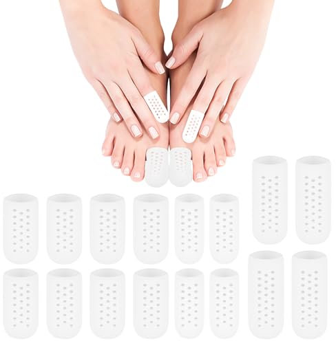 Protezione Dita Piedi,16 Pezzi Proteggi Dita Piedi Gel,Cappucci Copri Dita in Gel,Copri Piedi Traspiranti,3 Misure di Proteggi Dita Piedi,Per Calli,Unghie Mancanti o Incarnite,Sollievo Dal Dolore