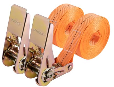 Correas tensoras con carraca, 4 m, robustas Correas de Amarre con trinquete para Transporte de Materiales, Motocicletas, Bicicletas, mudanzas, Paquetes de Equipaje, Camping (2 Unidades)