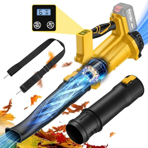 Soffiatore per Batteria Makita 18V, Soffiatore Foglie con Display LED, 6 Velocità, Velocità dell'aria 240 km/h, Soffiatore a Batteria per Manutenzione Giardino, Rimozione Neve (senza Batteria)