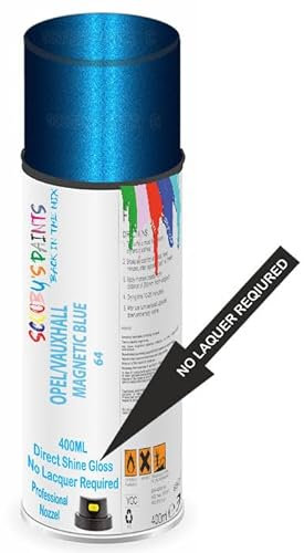 SCOOBYS PAINTS BACK IN THE MIX Direct Gloss Aerosol Spray Paint For Opel/Vauxhall Magnetic Blue Code: 64 No Lacquer Required