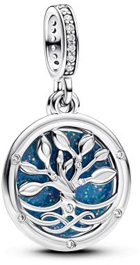 Pandora Moments Im Dunkeln Leuchtender Unendlichkeitsbaum Doppelter Charm-Anhänger aus Sterling Silber mit Zirkonia, Kompatibel Moments und ME Armbänder, 793599C01