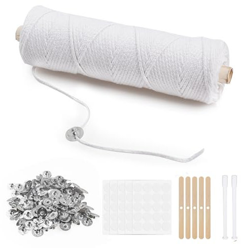 VABNEER Kerzendochte für Kerzen, 1 Rolle 61m Geflochtene Dochte für Kerzen Flachdocht aus Baumwolle für DIY Kerzenherstellung Max 1 3/4 Zoll Durchmesser