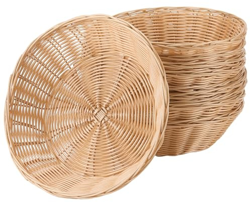 CHUEN 10 stycken 24 x 6 cm gul rund brödkorg plast, brödkorg av plast, rund brödkorg för bageri, restaurang och hushåll