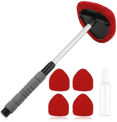 Carehabi Nettoyeur de Vitres de Voiture, Nettoyeur de Pare-Brise, Nettoyeur de Pare-Brise Auto avec 5 Tampons en Microfibre et Bouteilles Pulvérisatrices, Kit d'Essuie-Glace de Voiture