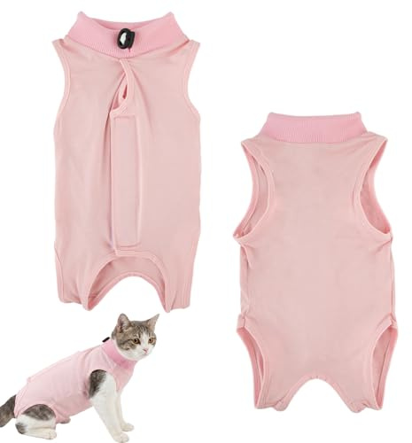 Solvio Cat Recovery Suit Post Surgery Bodysuit, Breathable Anti-Licking Kitten Surgical Shirt, Comfortable Protection Wear for Abdominal Wounds and Skin Diseases