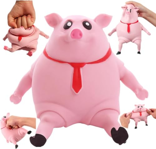 Aubzy Giocattolo Anti-Stress Maiale da Schiacciacchiare – Morbido Giocattolo di Decompressione Fidget, Rosa, Giocattolo Sensoriale per Adulti, Riduzione dello Stress & Relax, Regalo di Festa